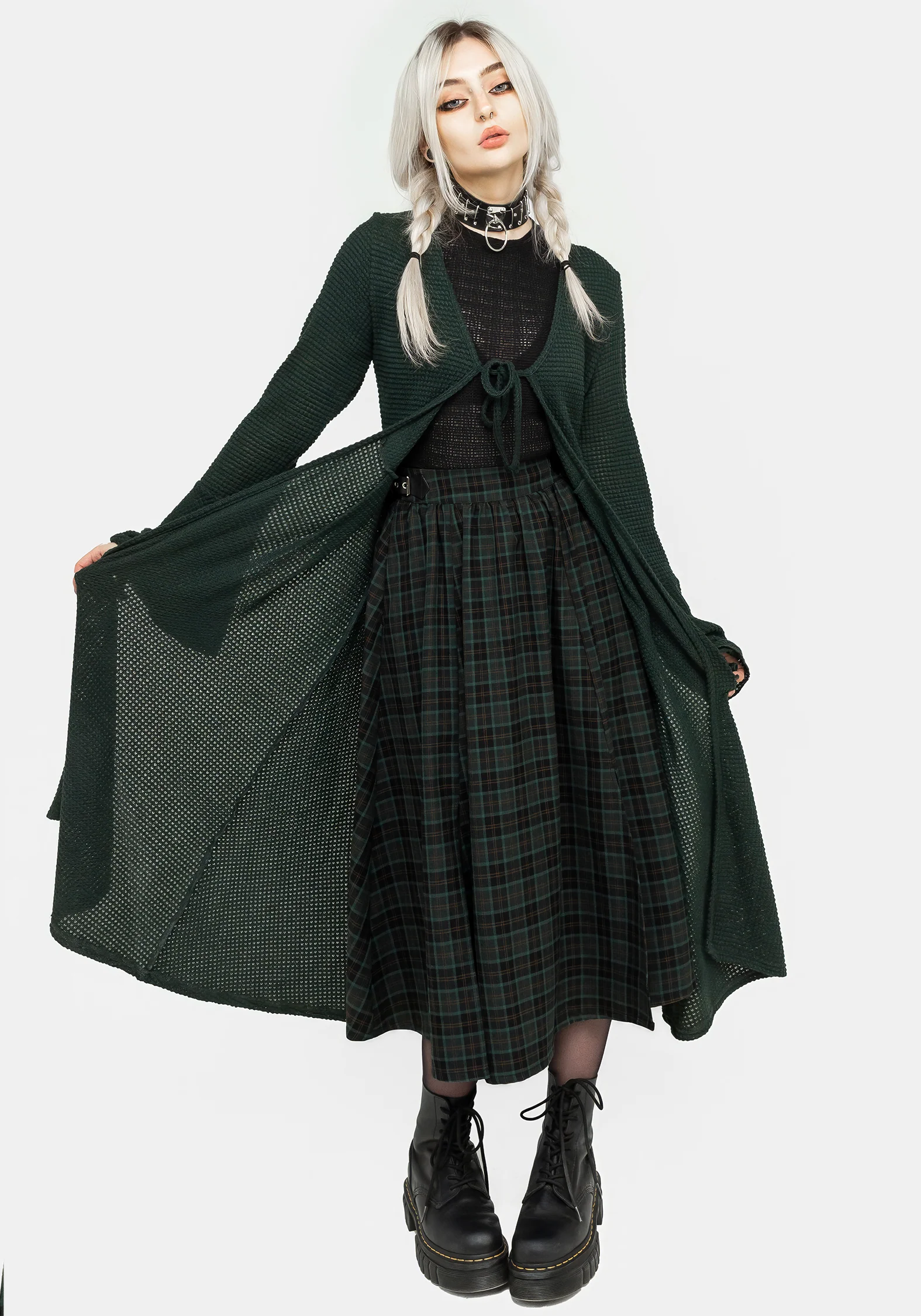 Nightingale Buckled Check Midi Skirt - Image 10