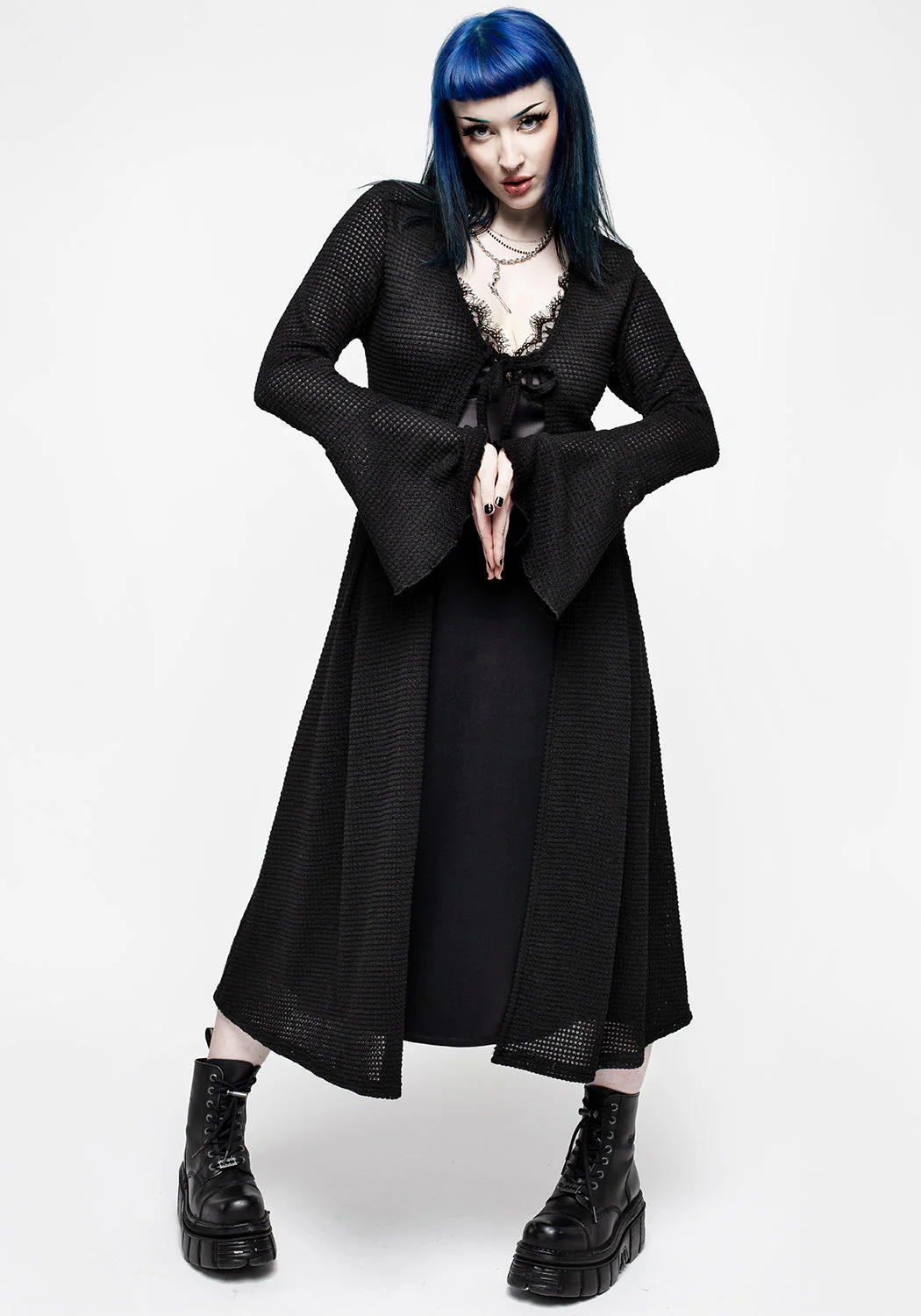 Xana Textured Tie Front Long Cardigan - Image 4