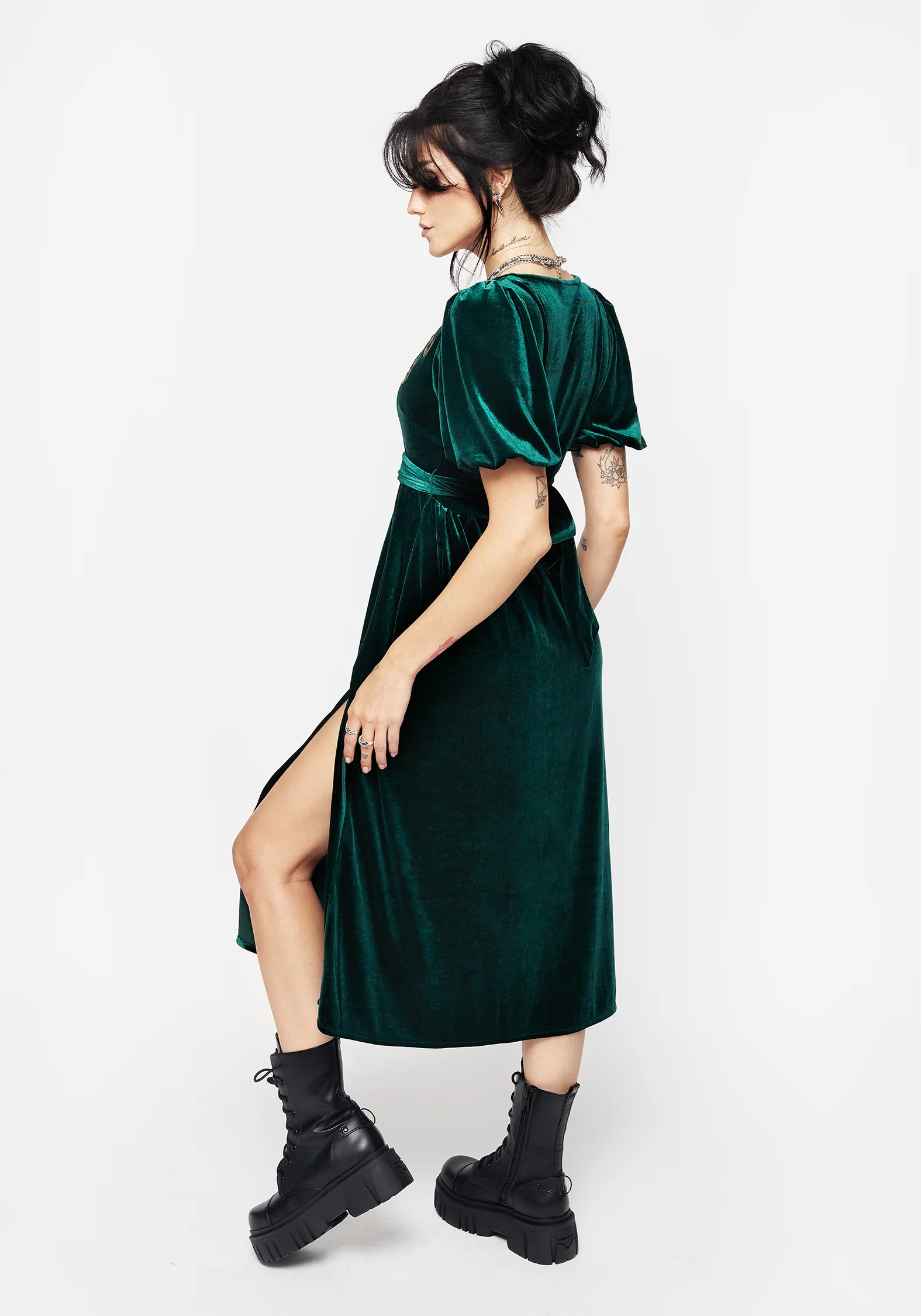 Zarina Velour Applique Midi Wrap Dress - Image 3